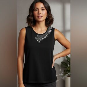Beta’s Choice Women’s Tank Top Embellished Neckline